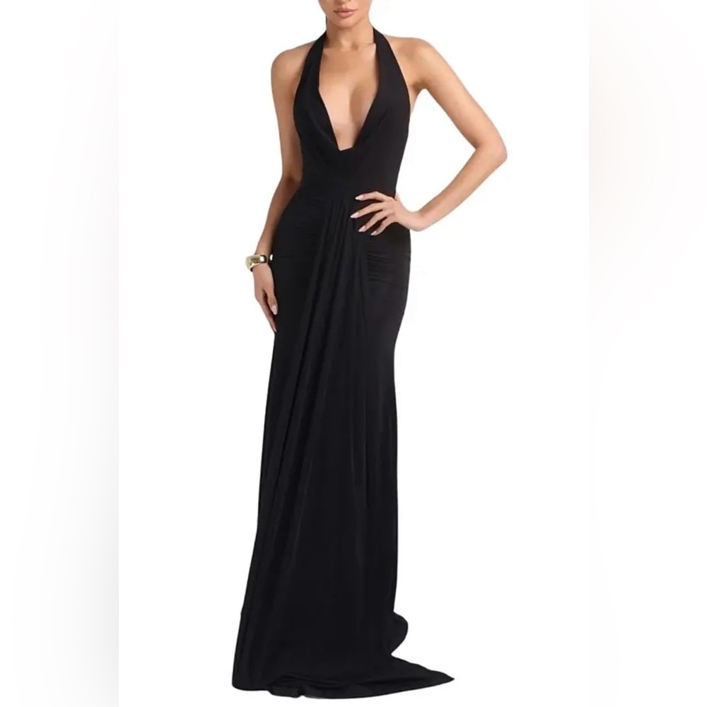 Chic Black Backless Halter Dress